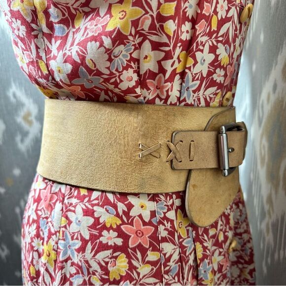 Ralph Lauren Italian Distressed Roughout Tan Suede Southwestern Utility Hip Belt main image 8